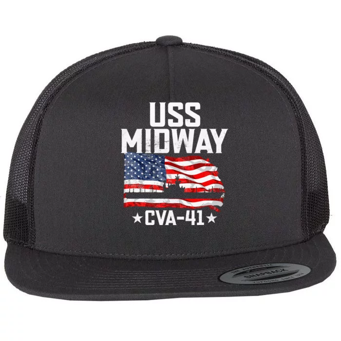 Veterans Day Uss Midway Cva41 Aircraft Carrier Flat Bill Trucker Hat