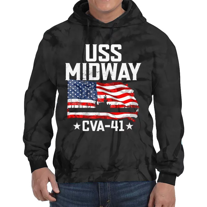 Veterans Day Uss Midway Cva41 Aircraft Carrier Tie Dye Hoodie