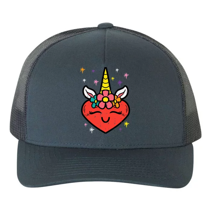 Valentines Day Unicorn Heart Cute Magical Girl Yupoong Adult 5-Panel Trucker Hat