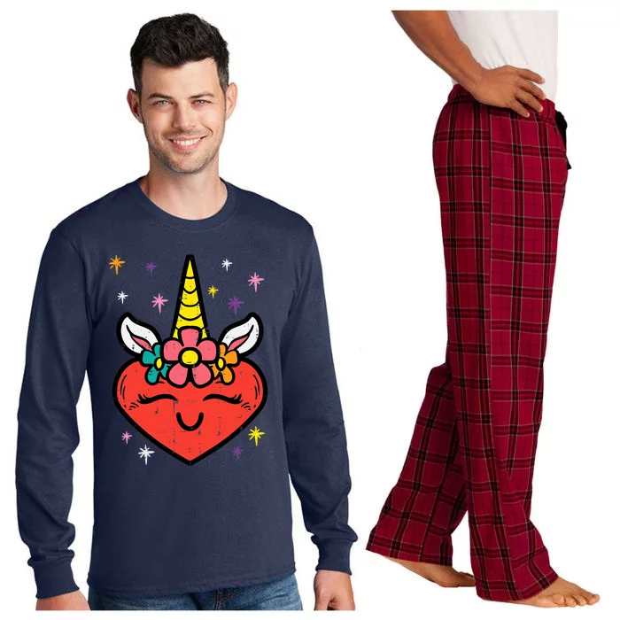 Valentines Day Unicorn Heart Cute Magical Girl Long Sleeve Pajama Set