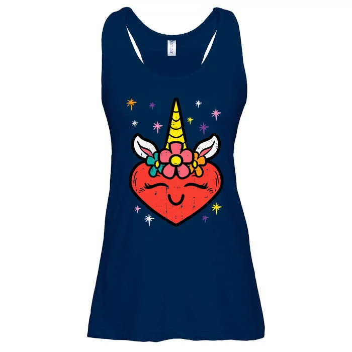 Valentines Day Unicorn Heart Cute Magical Girl Ladies Essential Flowy Tank