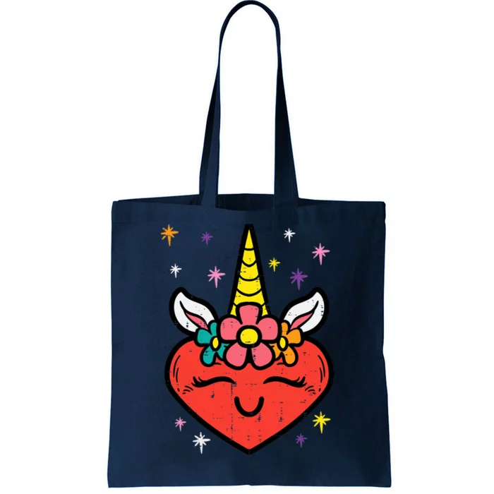 Valentines Day Unicorn Heart Cute Magical Girl Tote Bag