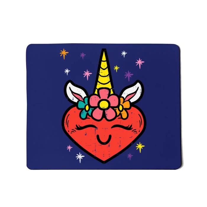 Valentines Day Unicorn Heart Cute Magical Girl Mousepad