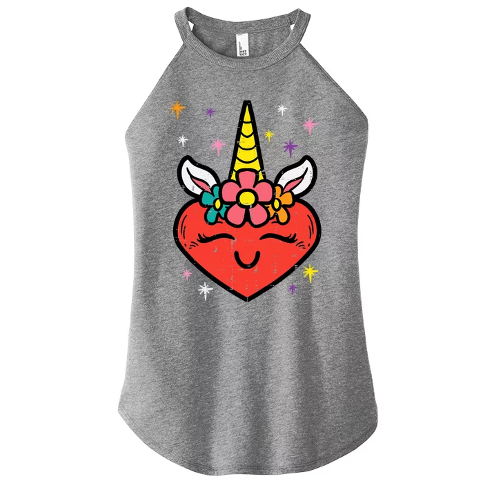 Valentines Day Unicorn Heart Cute Magical Girl Women’s Perfect Tri Rocker Tank