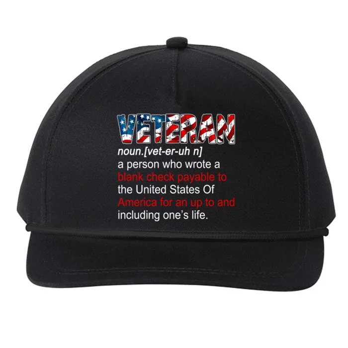 Veteran Definition US Military Gift Snapback Five-Panel Rope Hat