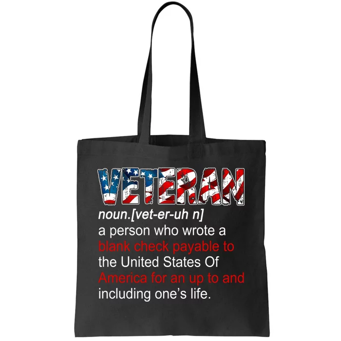 Veteran Definition US Military Gift Tote Bag