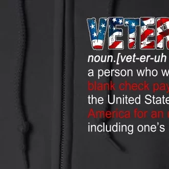 Veteran Definition US Military Gift Full Zip Hoodie