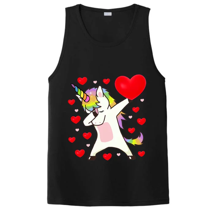 Valentine's Day Unicorn Dab Dance With Hearts Gift Performance Tank