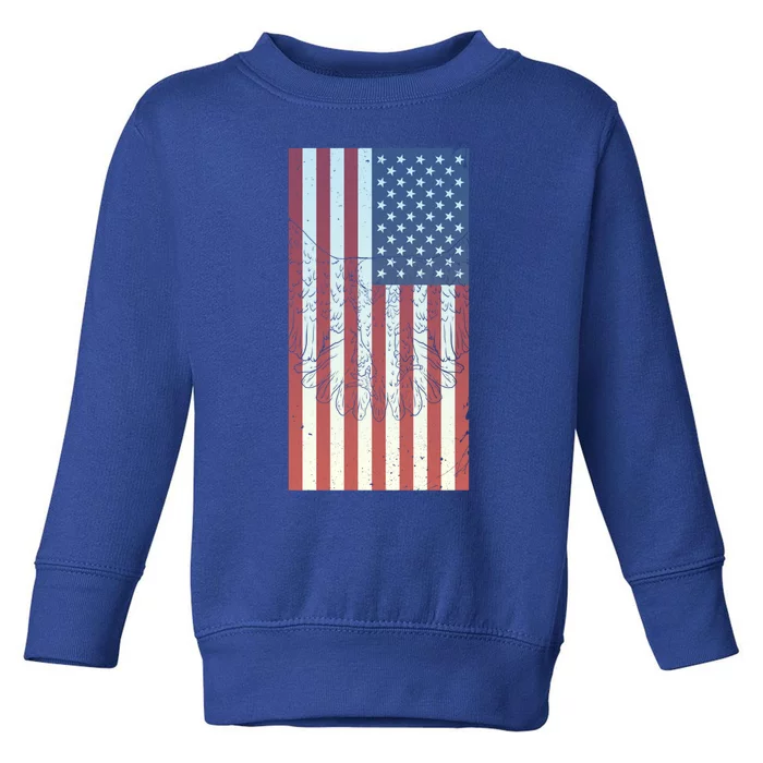 Vintage Distressed Usa Flag Eagle Patriotic Gift Cool Gift Toddler Sweatshirt