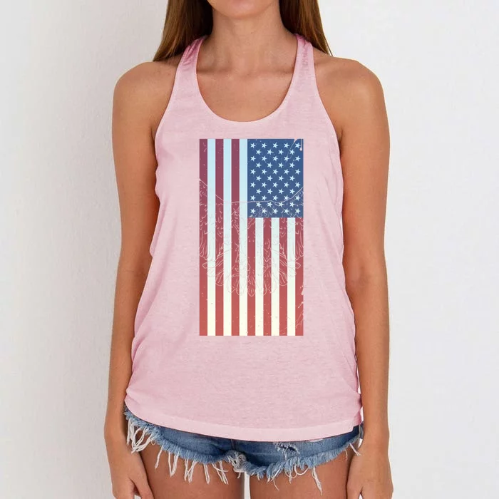 Vintage Distressed Usa Flag Eagle Patriotic Gift Cool Gift Women's Knotted Racerback Tank