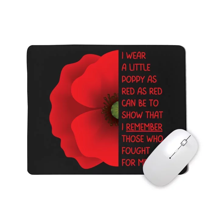 Veterans Day USA Memorial Lest We Forget Red Poppy Flower Mousepad