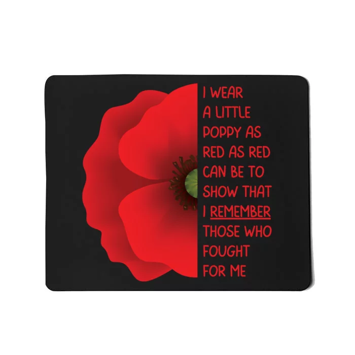 Veterans Day USA Memorial Lest We Forget Red Poppy Flower Mousepad