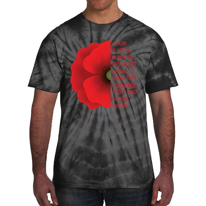 Veterans Day USA Memorial Lest We Forget Red Poppy Flower Tie-Dye T-Shirt