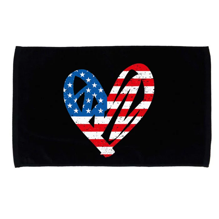 Veterans Day USA Flag Partiotic Heart Microfiber Hand Towel