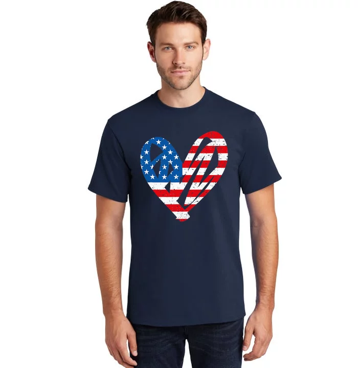 Veterans Day USA Flag Partiotic Heart Tall T-Shirt