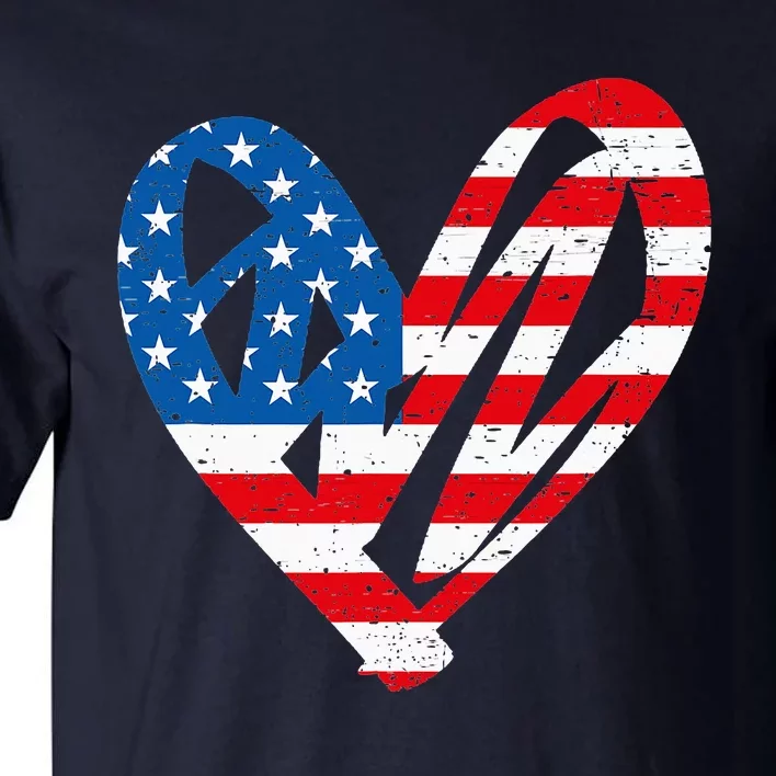 Veterans Day USA Flag Partiotic Heart Tall T-Shirt