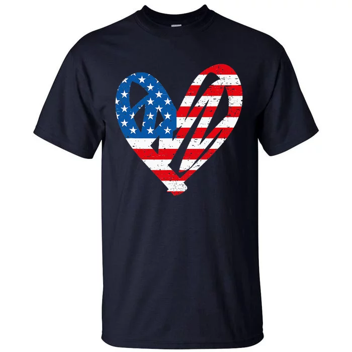 Veterans Day USA Flag Partiotic Heart Tall T-Shirt