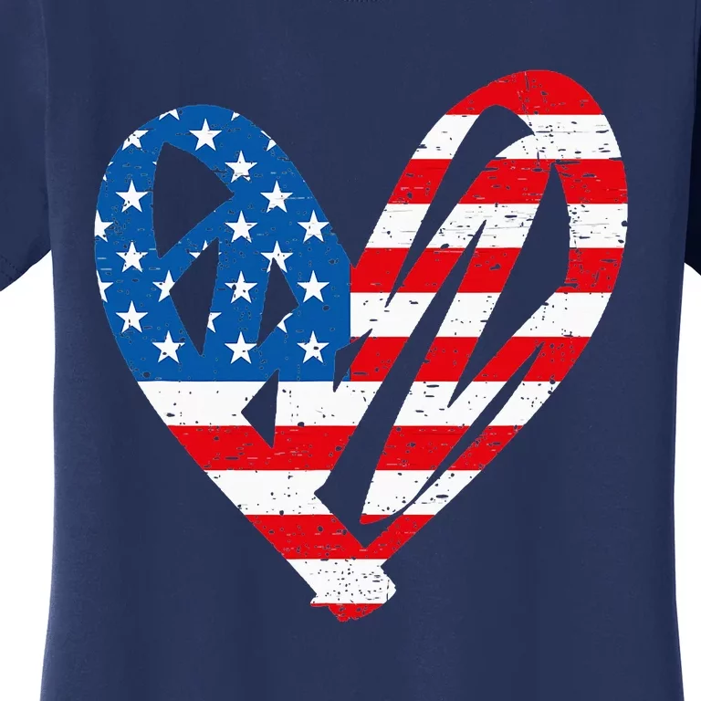 Veterans Day USA Flag Partiotic Heart Women's T-Shirt