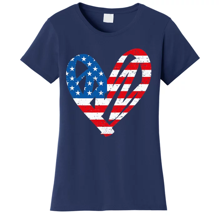 Veterans Day USA Flag Partiotic Heart Women's T-Shirt