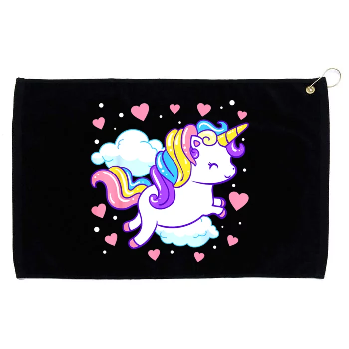 Valentines Day Unicorn Hearts Rainbow Toddlers Teacher Grommeted Golf Towel