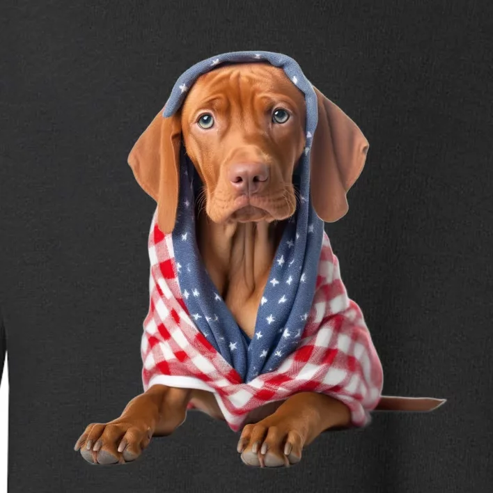 Vizsla Dog USA Flag American Patriotic Dogs 4th Of July Toddler Sweatshirt