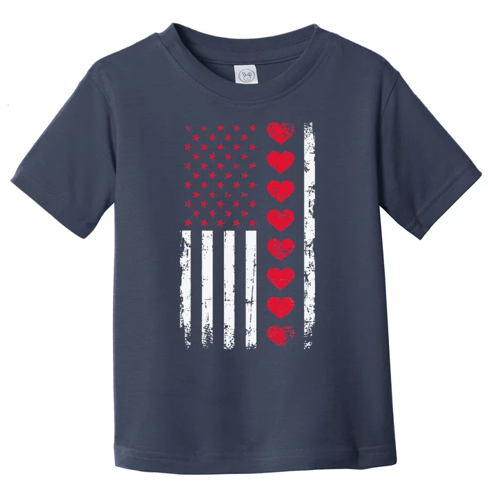 Valentine's Day US Flag Hearts Toddler T-Shirt