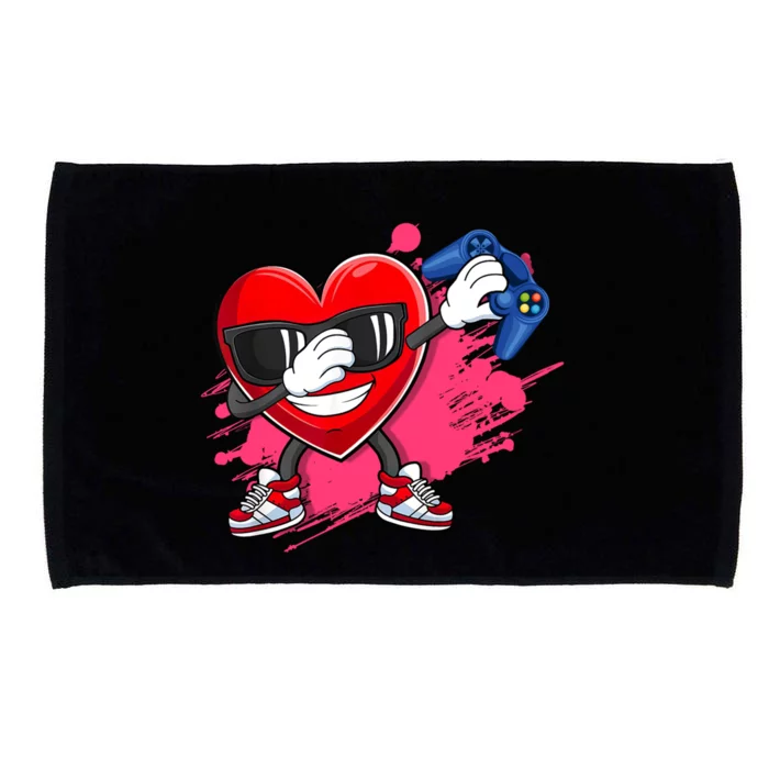 Valentines Day Video Game Dabbing Heart Gamer Gift Microfiber Hand Towel