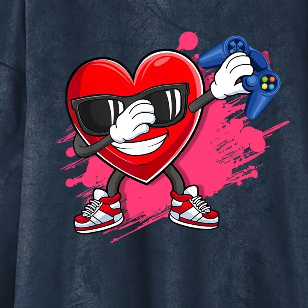 Valentines Day Video Game Dabbing Heart Gamer Gift Hooded Wearable Blanket