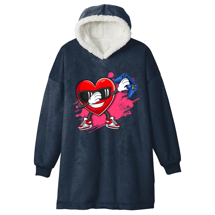 Valentines Day Video Game Dabbing Heart Gamer Gift Hooded Wearable Blanket