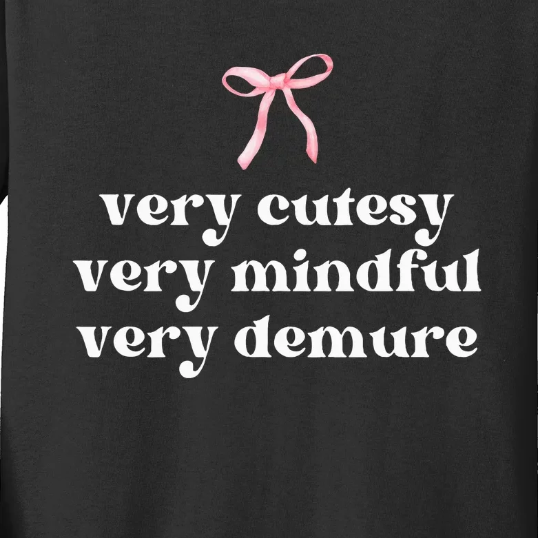 Very Demure Very Mindful Very Cutesy Kids Long Sleeve Shirt