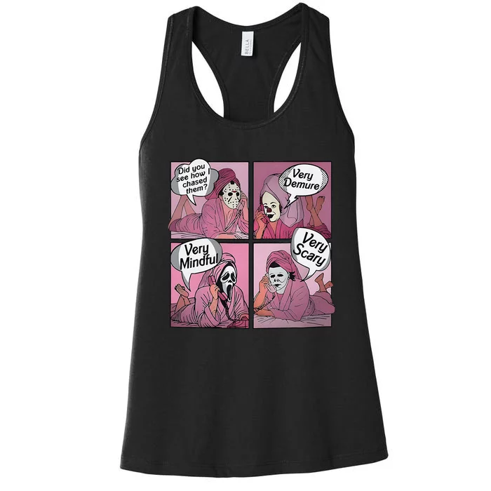 Very Demure Very Minful Very Scary Meme Halloween Women's Racerback Tank