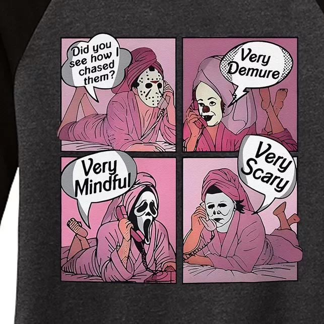 Very Demure Very Minful Very Scary Meme Halloween Women's Tri-Blend 3/4-Sleeve Raglan Shirt