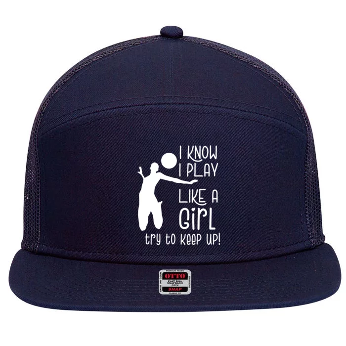 Volleyball Daughter Volleyball Cool Gift 7 Panel Mesh Trucker Snapback Hat