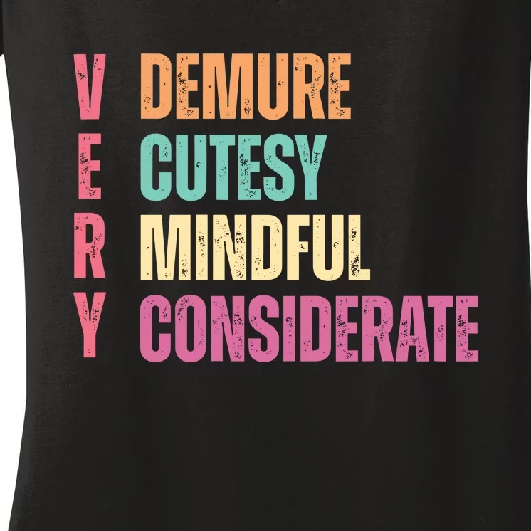 Very Demure Very Cutesy Very Mindful Very Considerate Women's V-Neck T-Shirt