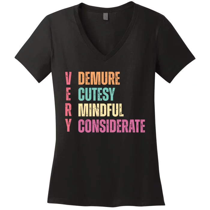 Very Demure Very Cutesy Very Mindful Very Considerate Women's V-Neck T-Shirt