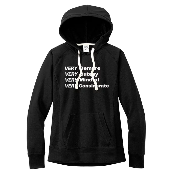 Very Demure Very Cutesy Very Considerate Demure Women's Fleece Hoodie