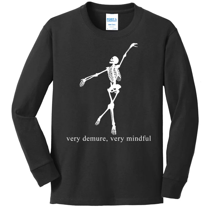 Very Demure Very Mindful Funny Skeleton Kids Long Sleeve Shirt