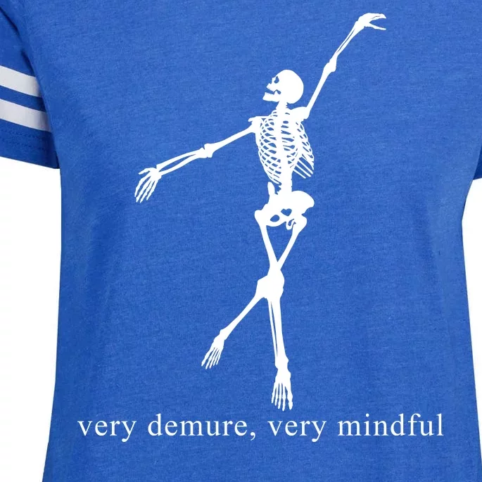 Very Demure Very Mindful Funny Skeleton Enza Ladies Jersey Football T-Shirt