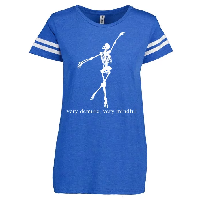 Very Demure Very Mindful Funny Skeleton Enza Ladies Jersey Football T-Shirt