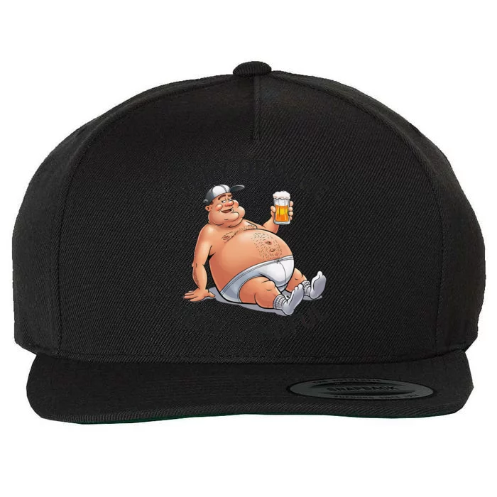 Very Demure Very Mindful Parody Beer Guy In Underwear Funny Gift Wool Snapback Cap