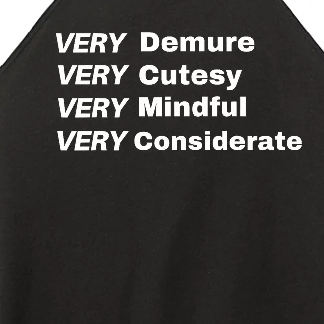 Very Demure Very Cutesy Very Considerate Demure Women’s Perfect Tri Rocker Tank