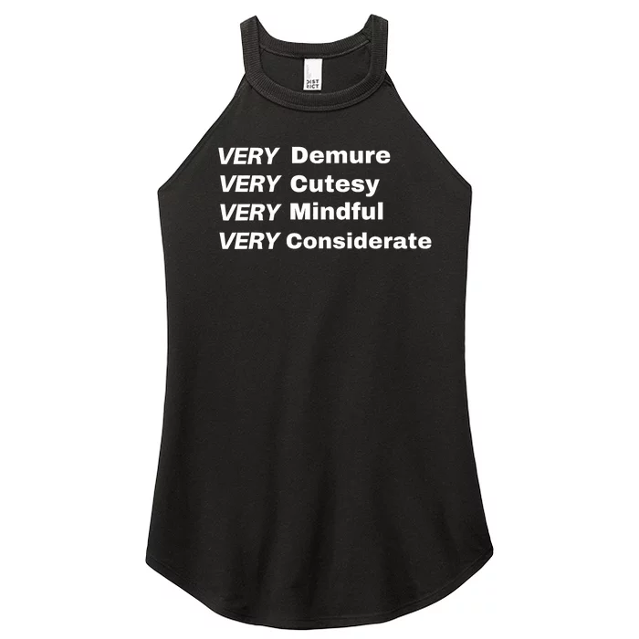 Very Demure Very Cutesy Very Considerate Demure Women’s Perfect Tri Rocker Tank