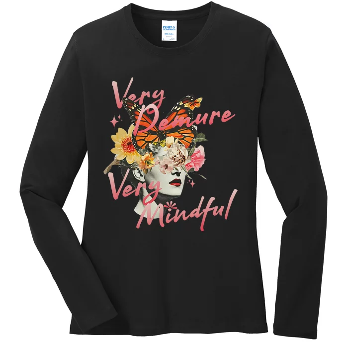 Very Demure Very Mindful Funny Gen Z Trend Ladies Long Sleeve Shirt