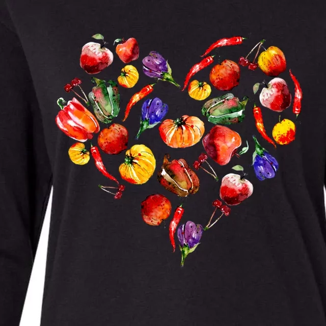 Valentines Day Vegetables Heart Vegetarian Matching Couples Gift Womens Cotton Relaxed Long Sleeve T-Shirt