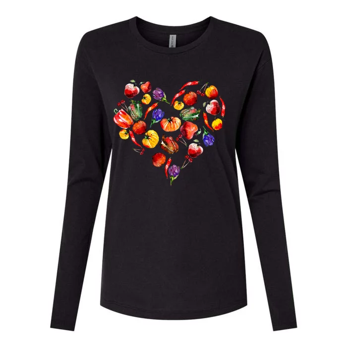 Valentines Day Vegetables Heart Vegetarian Matching Couples Gift Womens Cotton Relaxed Long Sleeve T-Shirt