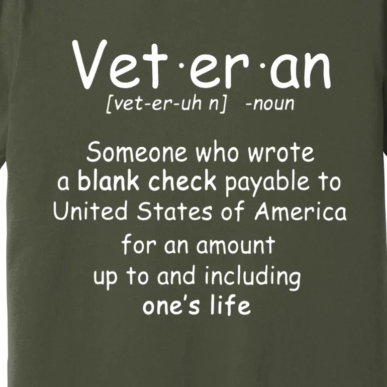 Veteran Definition Veterans Day Military Patriotic Day Premium T-Shirt