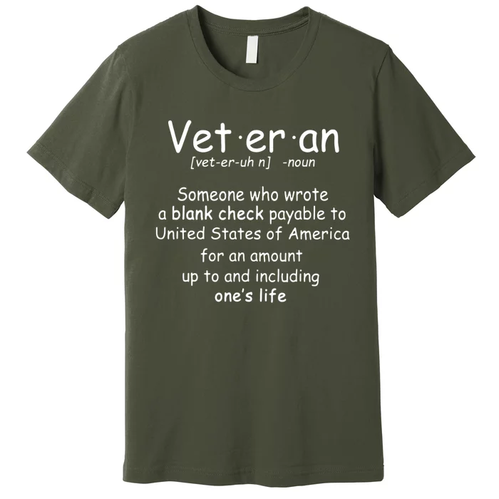 Veteran Definition Veterans Day Military Patriotic Day Premium T-Shirt