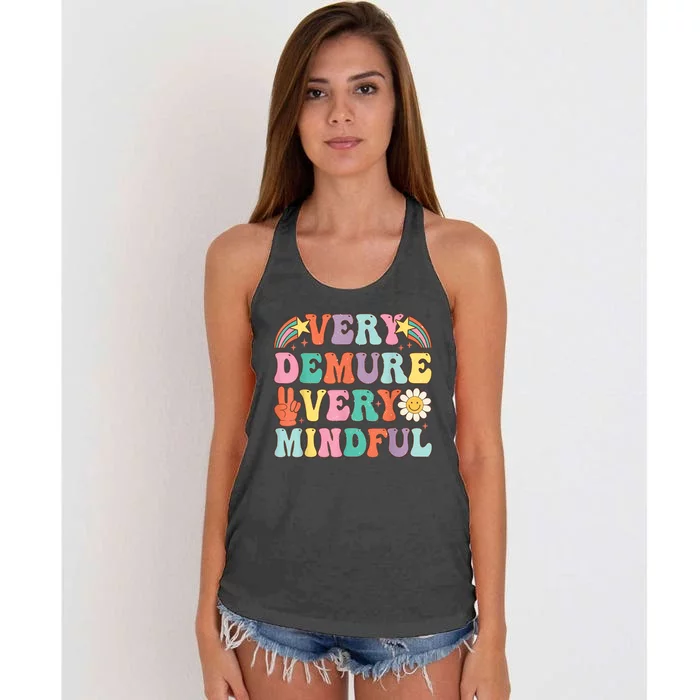 Very Demure Very Mindful Very Cutesy Trending 2024 Design Women's Knotted Racerback Tank