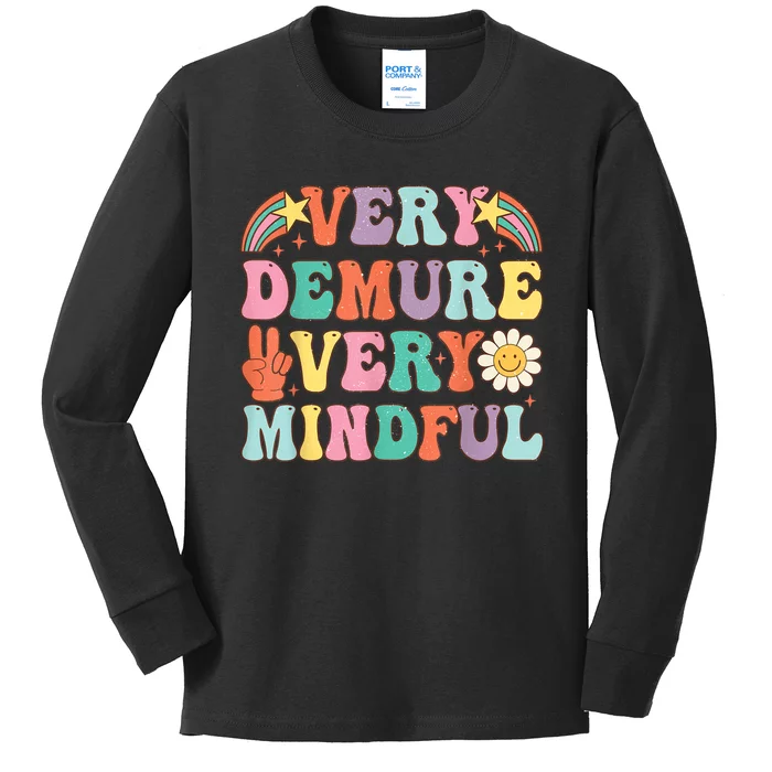 Very Demure Very Mindful Very Cutesy Trending 2024 Design Kids Long Sleeve Shirt