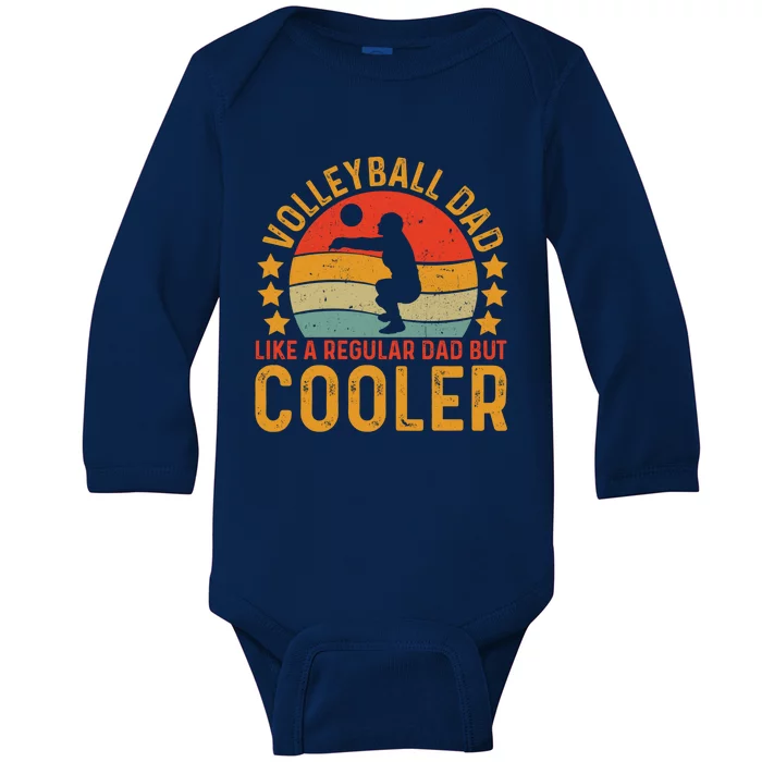 Volleyball Dad Vintage Volleyball Player Fathers Day Gift Baby Long Sleeve Bodysuit